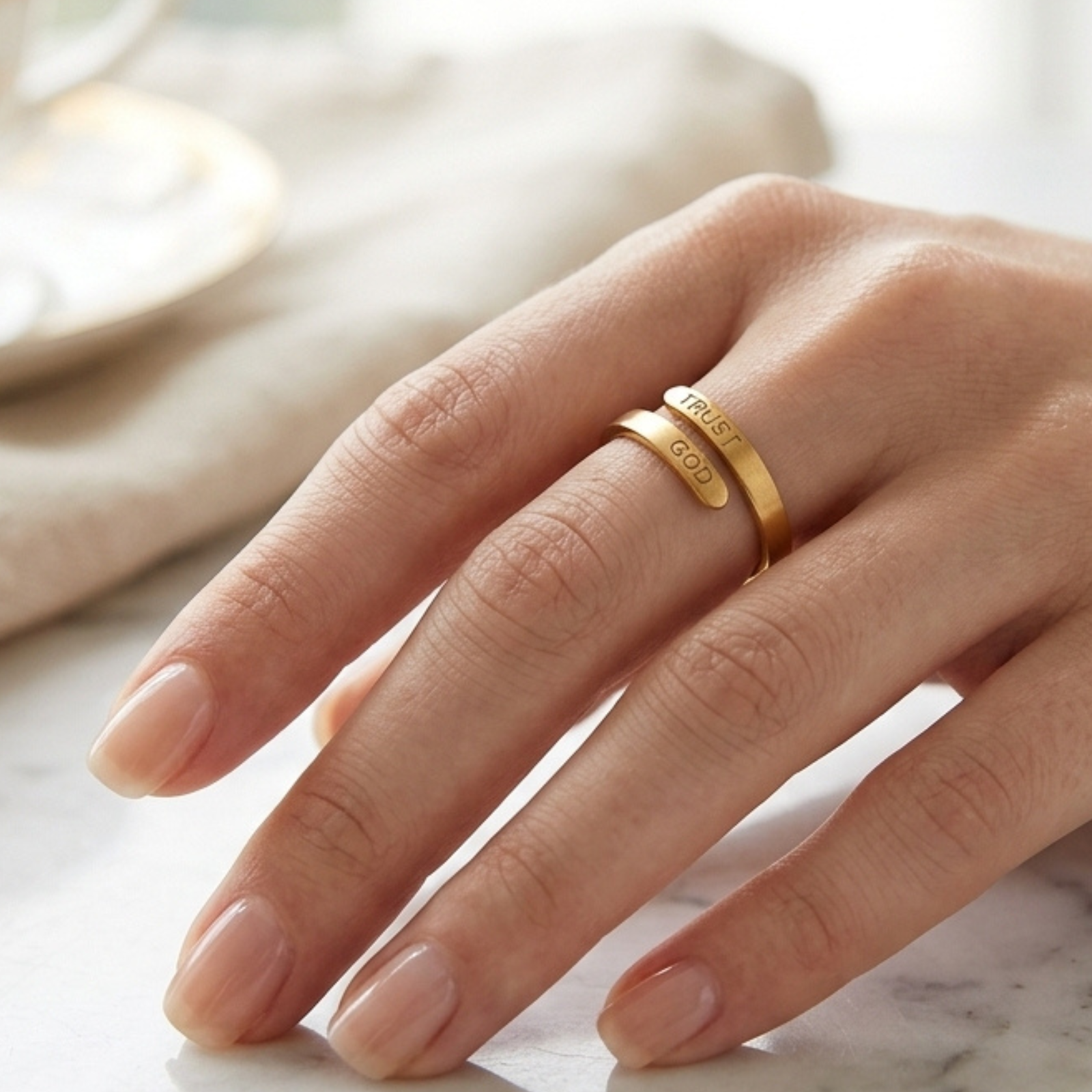 Trust God Adjustable Ring