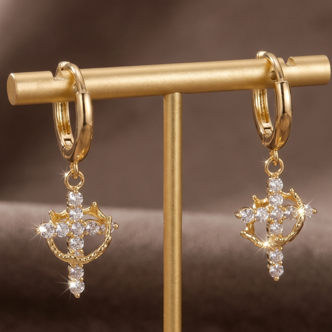 Eternal Crown & Cross Earring