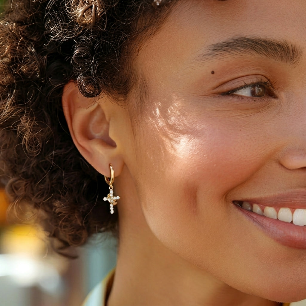 Eternal Crown & Cross Earring