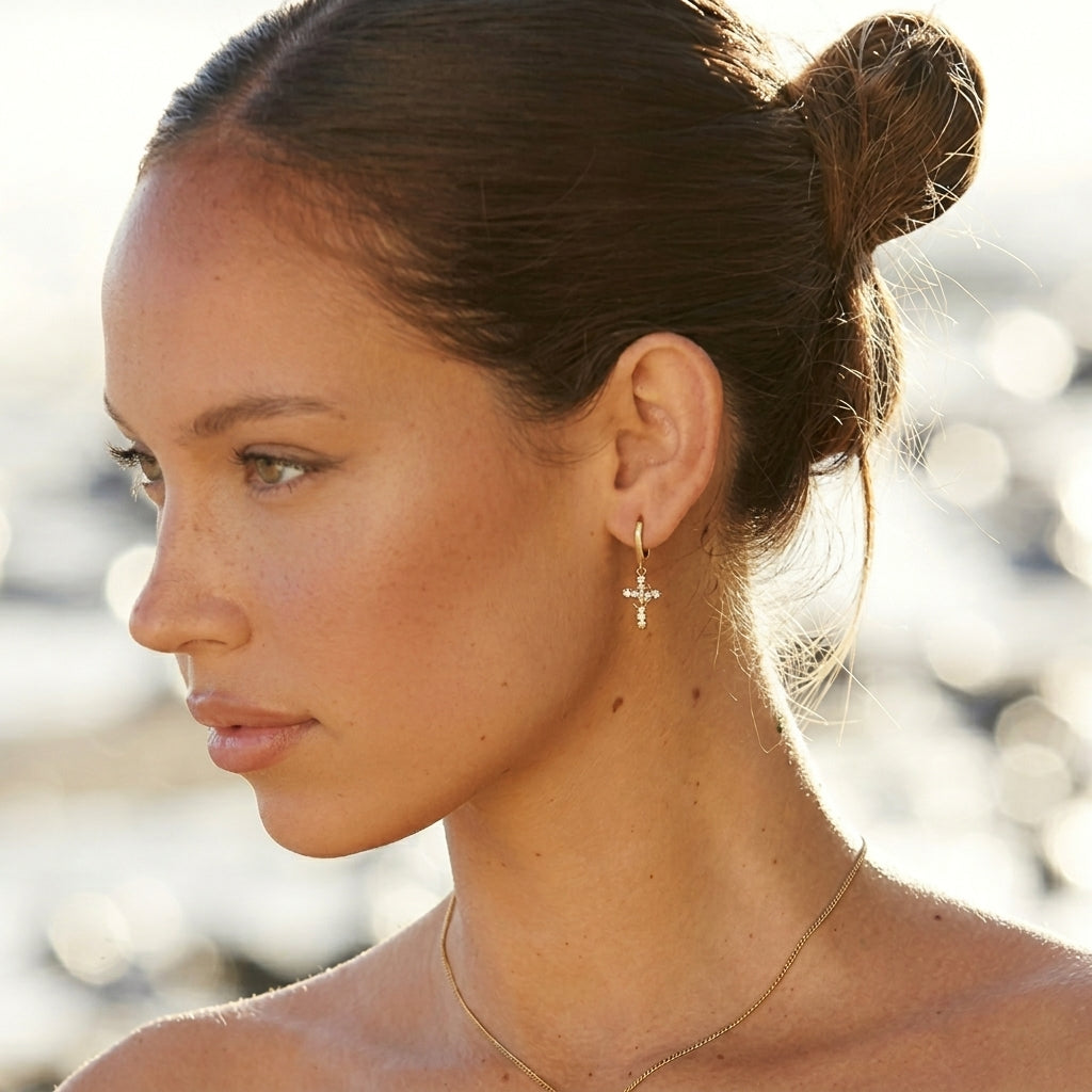 Eternal Crown & Cross Earring
