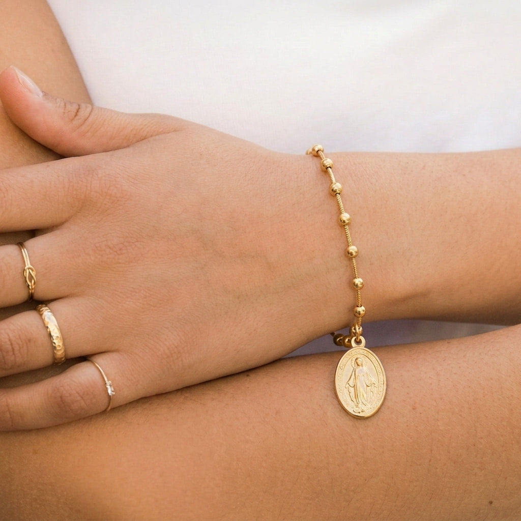 Virgin Mary & Cross Bracelet
