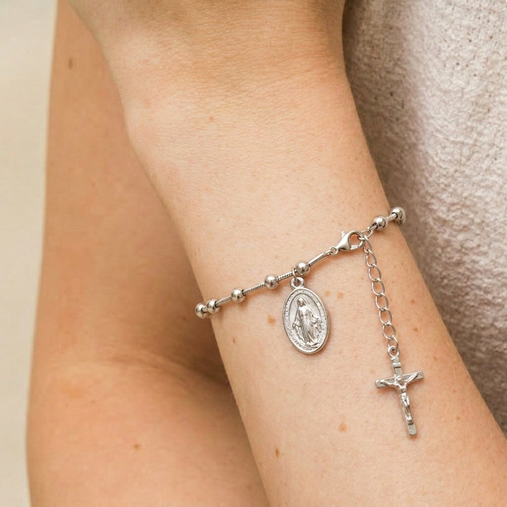Virgin Mary & Cross Bracelet