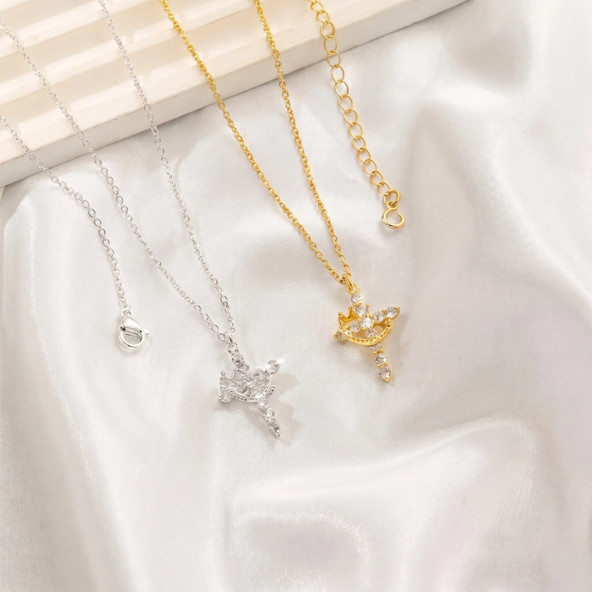 Eternal Cross & Crown Necklace