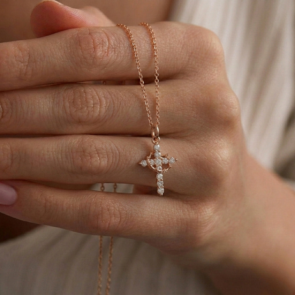 Eternal Crown & Cross Necklace
