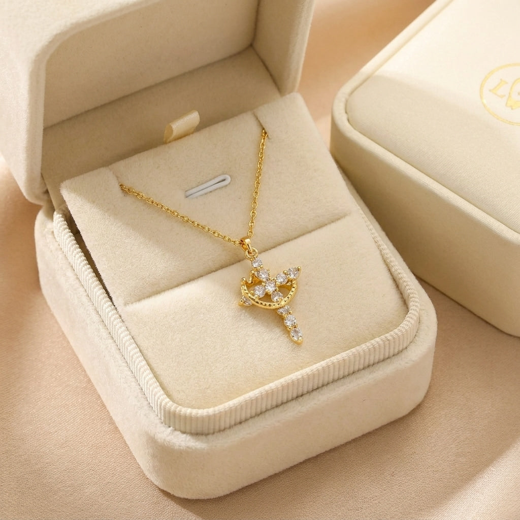 Eternal Crown & Cross Necklace