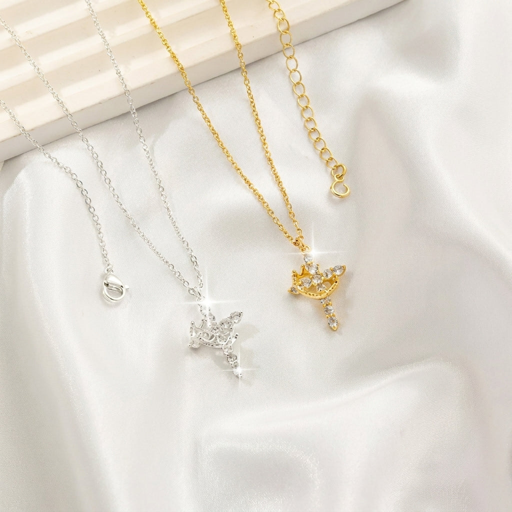 Eternal Crown & Cross Necklace